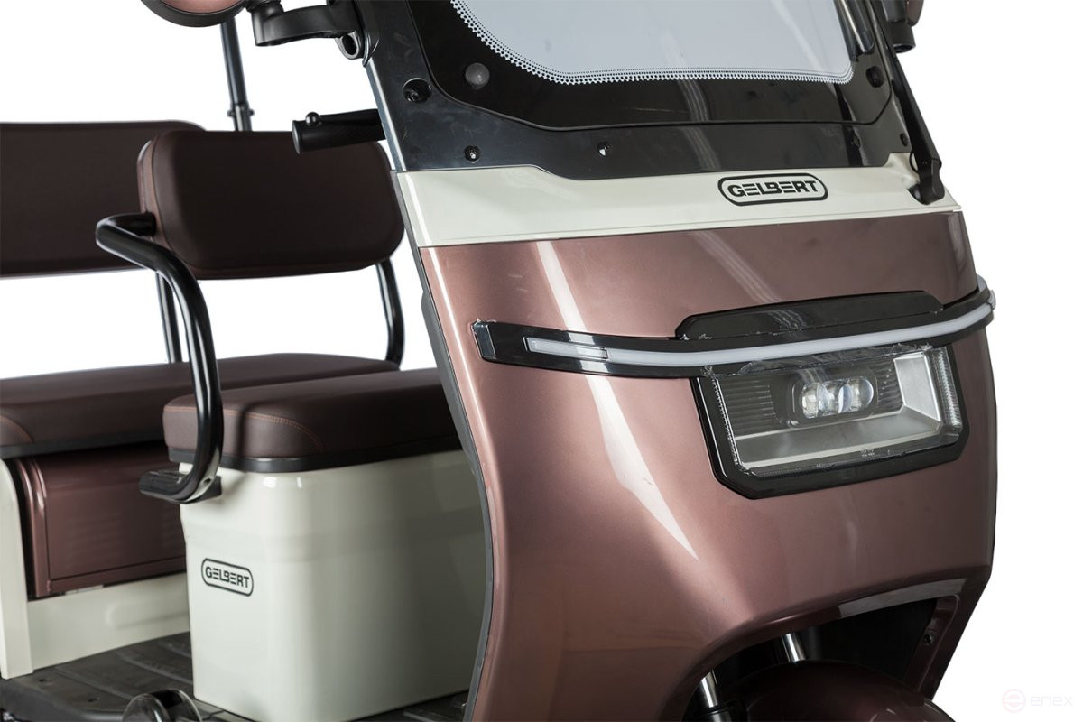 Electric tricycle Rutrike Gelbert Sarin 48V/60V 1000W, brown and white