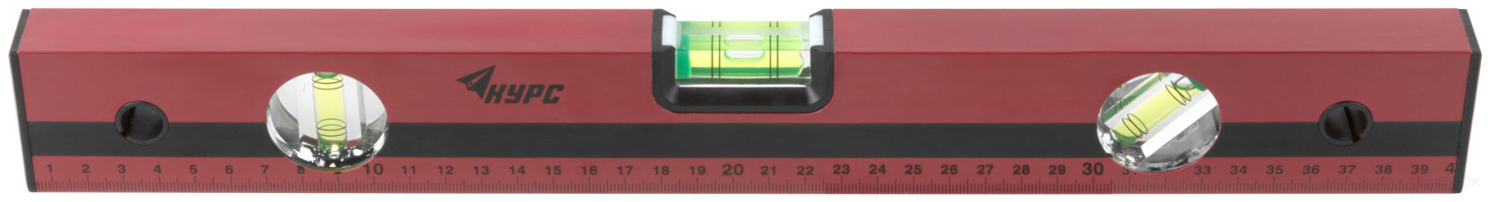 Optima level, 3 eyes, red body, milled working face, 400 mm scale
