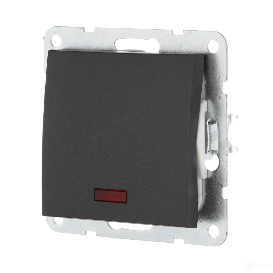 Выключатель 1-кл., c индикатором (схема 1L) 16 A, 250 B (черный бархат) LK60