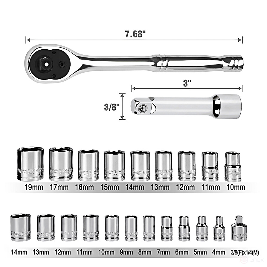 1/4"+3/8" Ratchet Tool Set 23pcs WP202555 WORKPRO