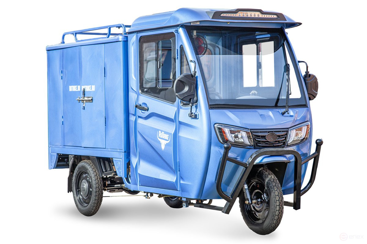 Грузовой электротрицикл Rutrike КАРГО Кабина Дуал, темно-синий