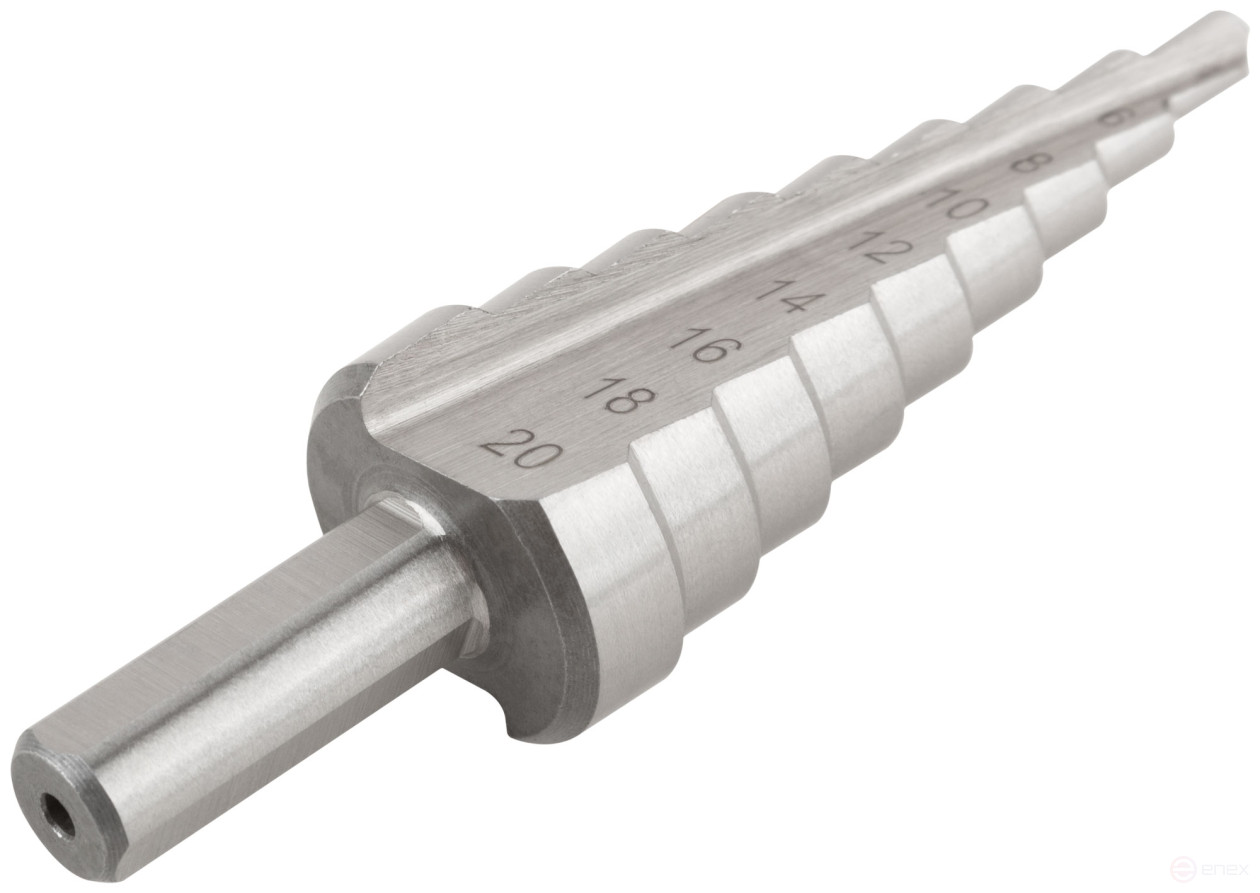 HSS step drill for metal, 9 steps, 4-20 mm