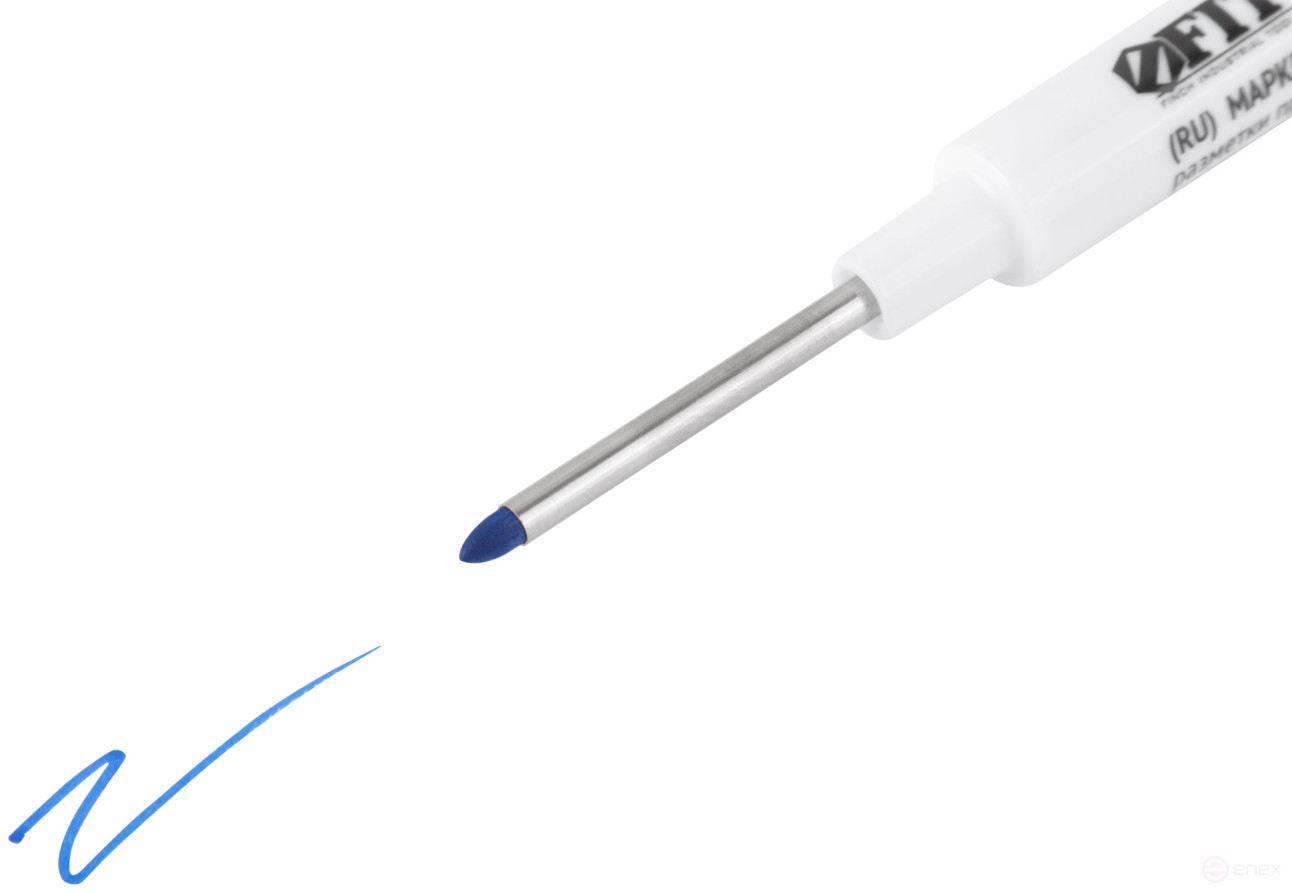Маркер строительный перманентный, тонкий, удлиненное перо, синий