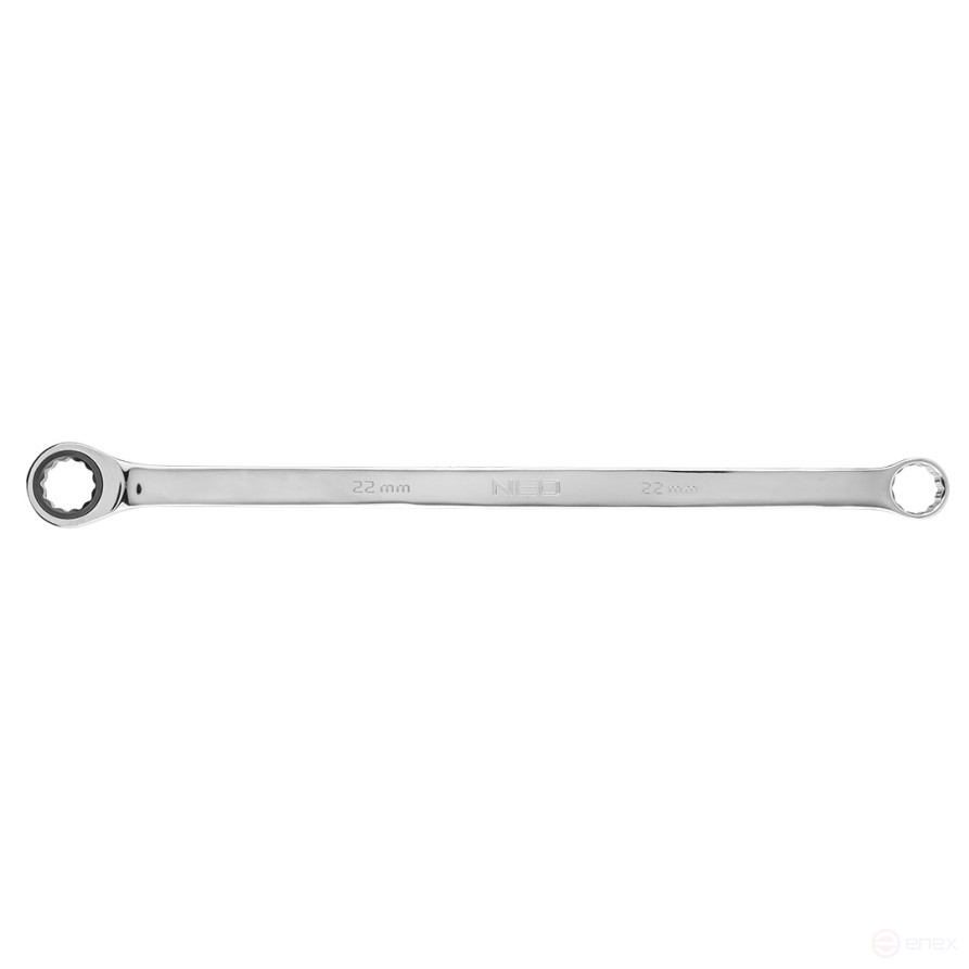 Double cap wrench with ratchet mechanism, long, 22 mm