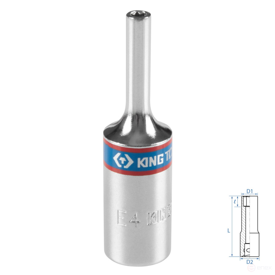 Головка торцевая TORX Е-стандарт 3/8", E4, L = 63 мм KING TONY 327504M