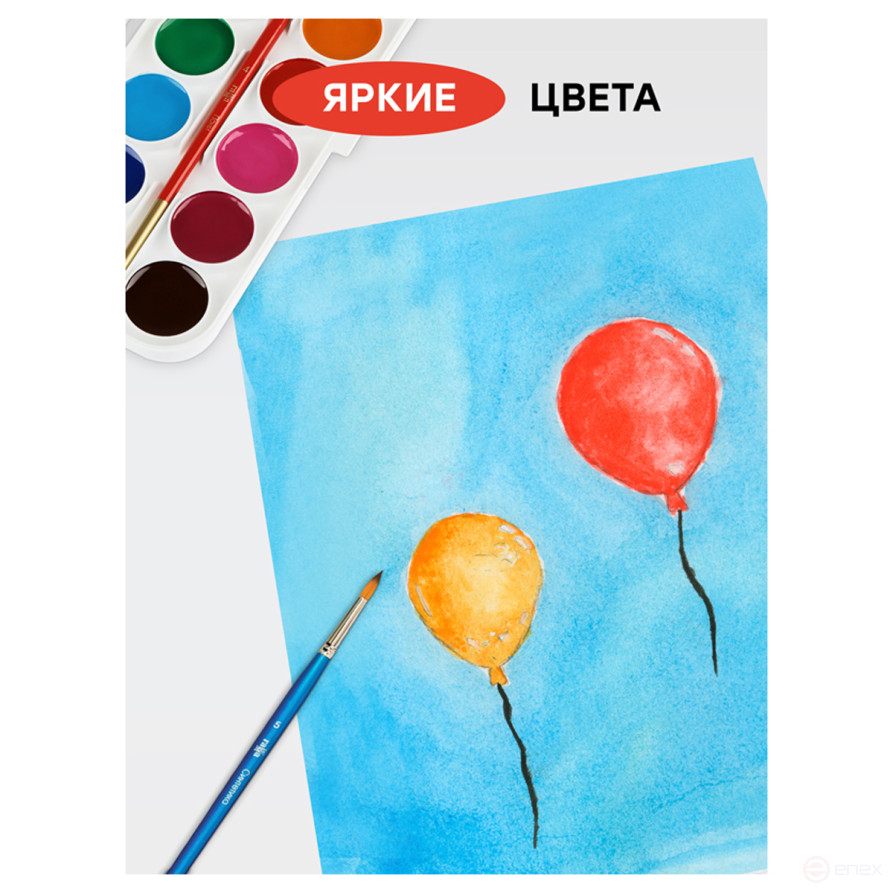 Watercolor Gamma "Cartoons" NEW, honey, 12 colors, without brush, plastic. package, European weight