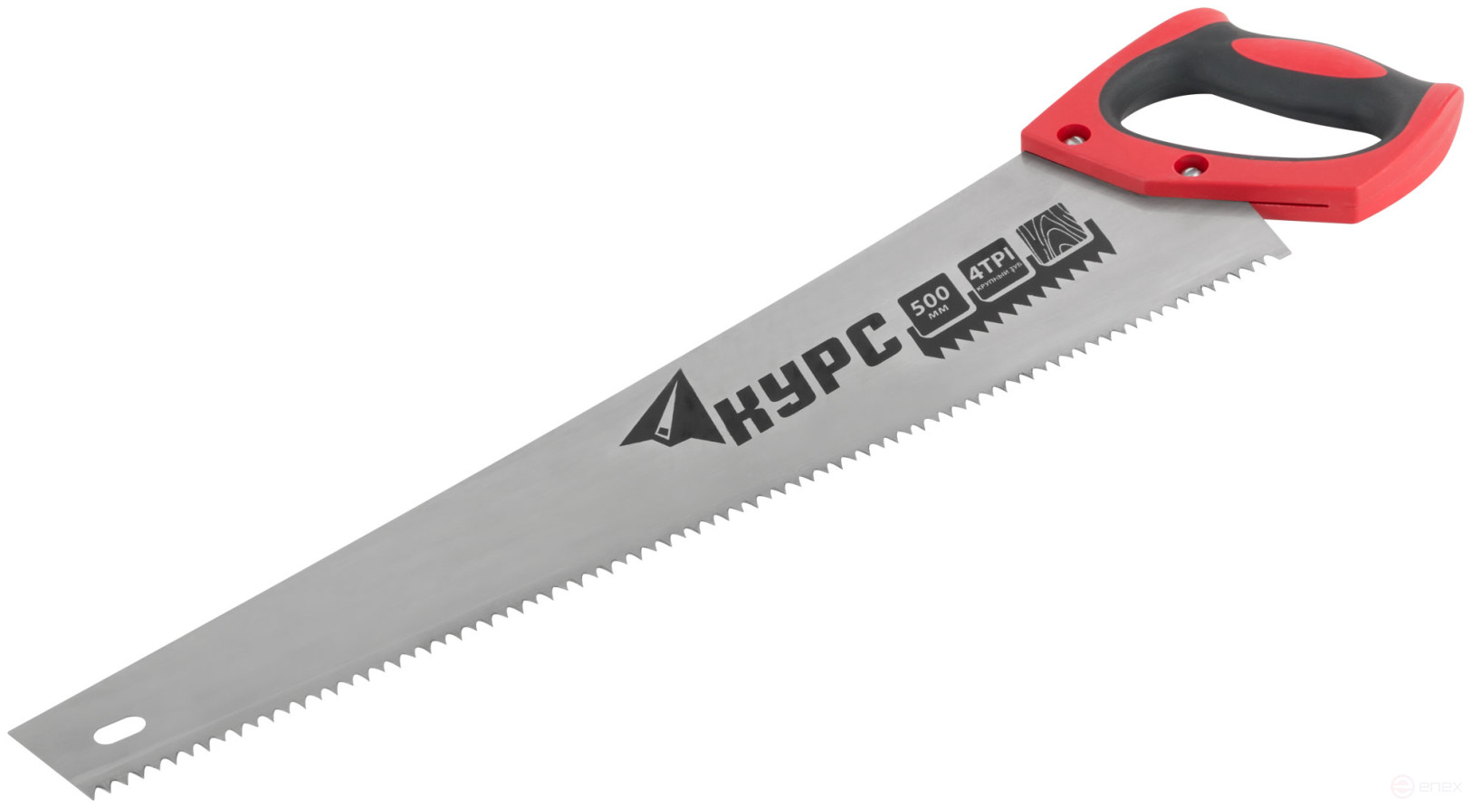 Universal wood hacksaw, 6.0 mm pitch, plastic rubberized handle 500 mm