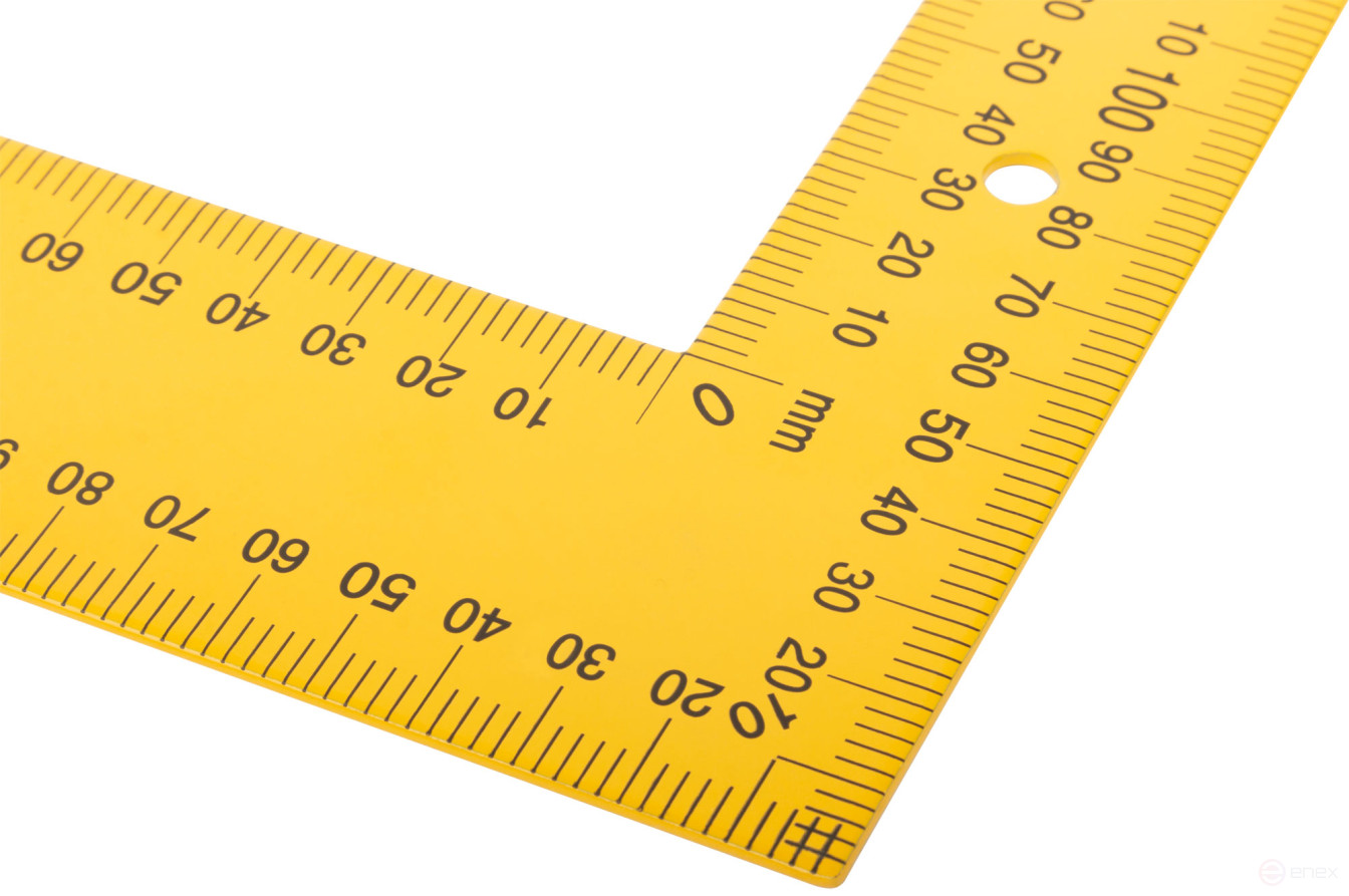 Угольник столярный цельнометаллический желтый, крашеная шкала 400 x 600 мм