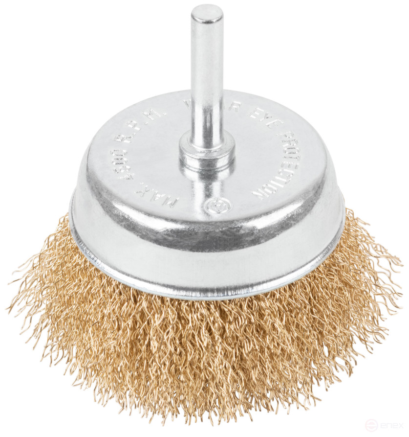 Щетка для дрели, тип "Чашка", латун. витая проволока 0,3 мм, 75 мм, блистер, CUTOP Profi