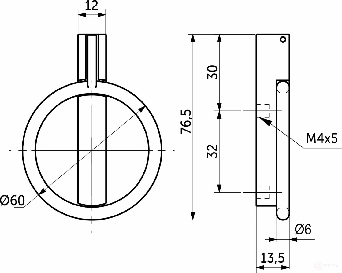 Handle meb. button met. ROUND black matte, AKS