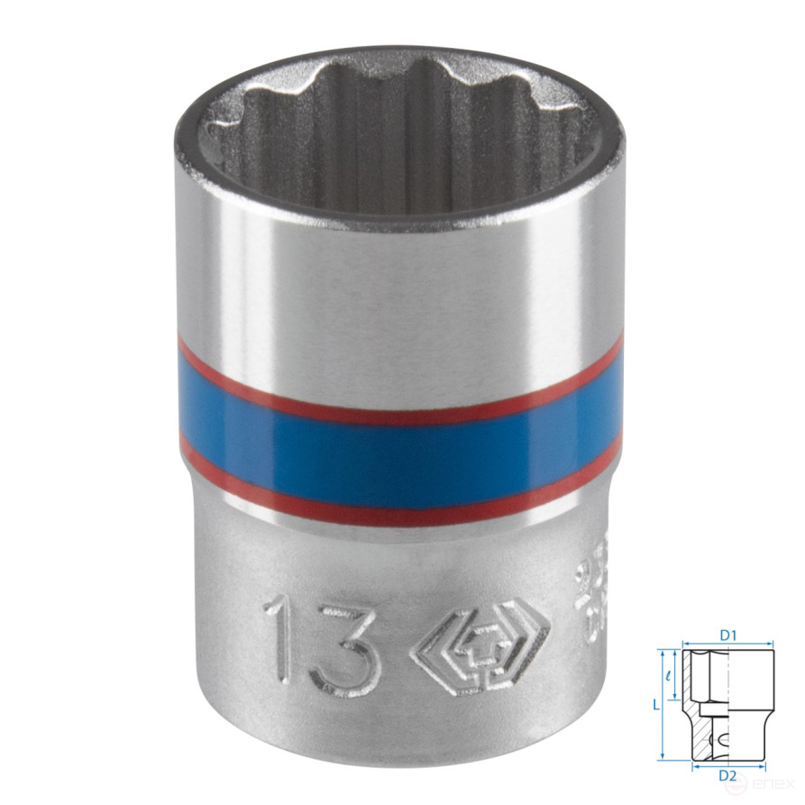 Головка торцевая стандартная двенадцатигранная 1/4", 13 мм KING TONY 233013M