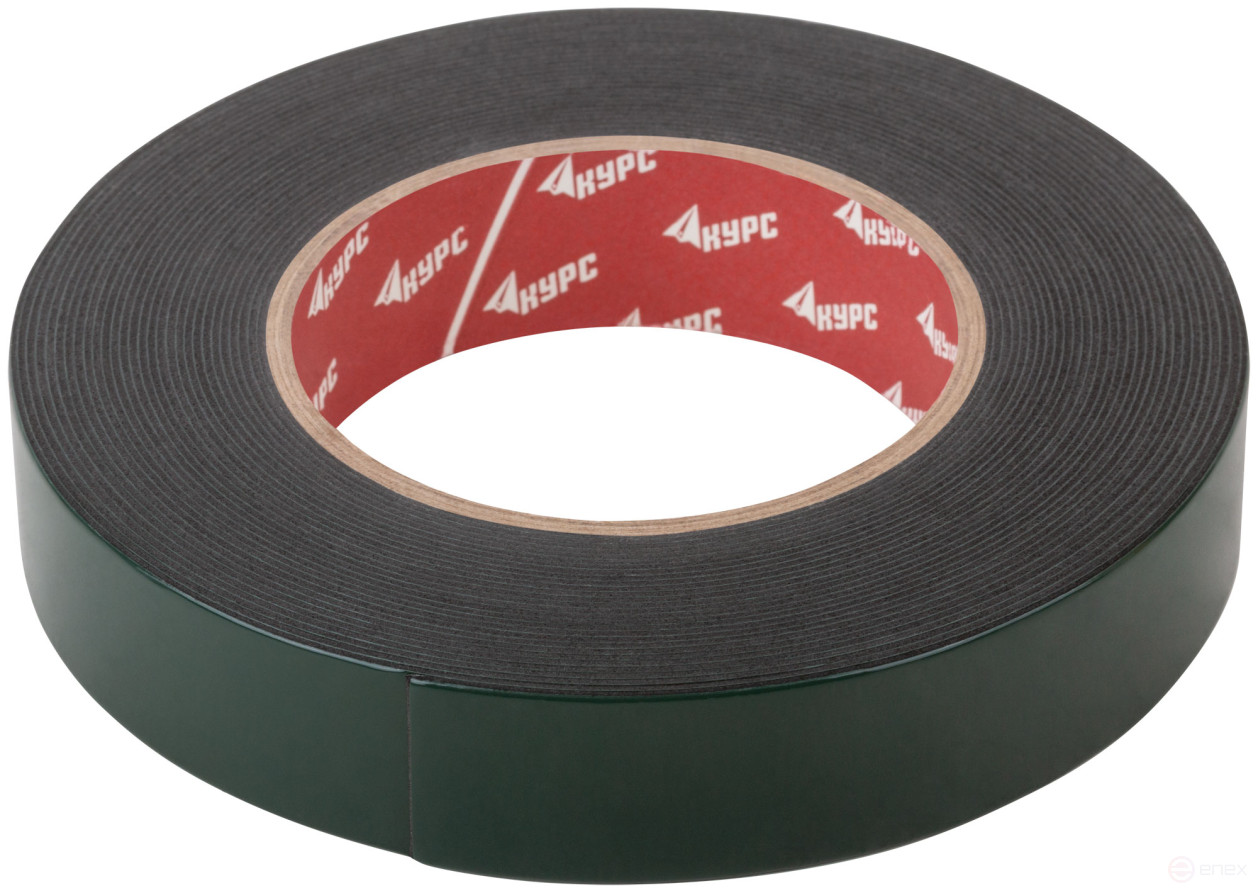 Лента монтажная клейкая на вспененной основе, черная 25 мм х 10 м