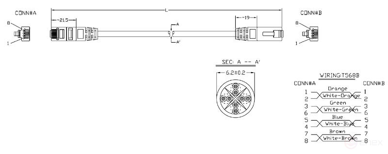 PC-LPM-UTP-RJ45-RJ45-C6-1M-LSZH-OR Patch Cord U/UTP, Cat.6 (100% Fluke Component Tested), LSZH, 1M, Orange