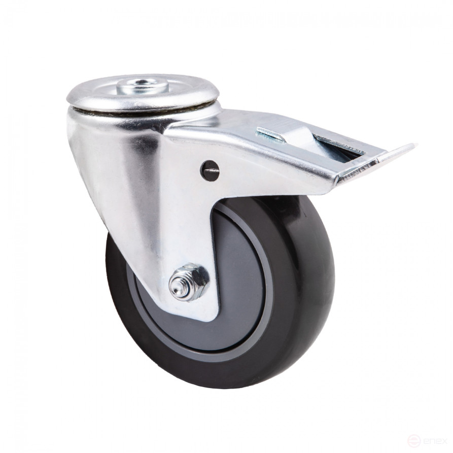 Wheel meb. d100 h130 for screw M12 with cut.rim with torm., grey/black AKS