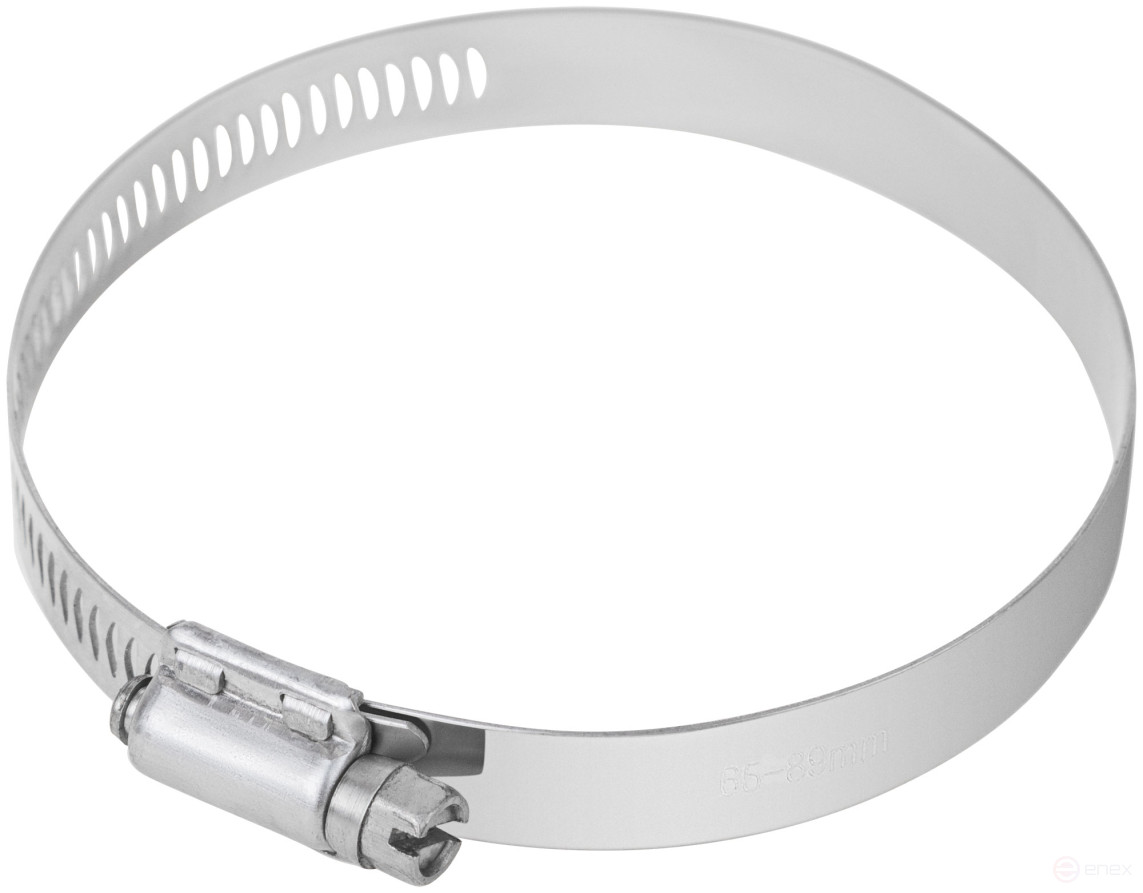 Хомут обжимной просечной, ширина 12,7 мм, нерж.сталь 65-89 мм