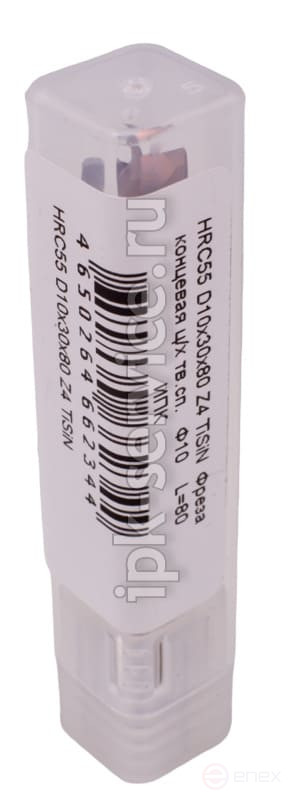 HRC55 D10x30x80 Z4 TiSiN Фреза концевая ц/х тв.сп. Ф10 L=80 ИПК