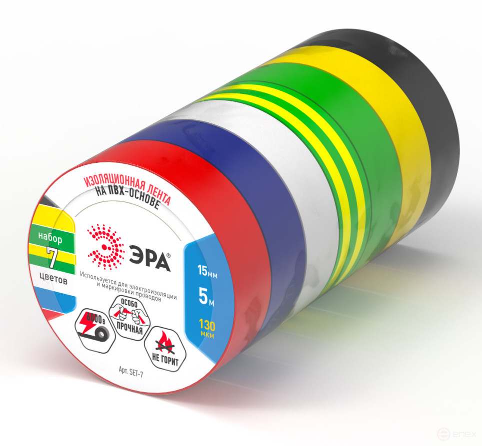 ERA Tape SET-7 PVC 7 pcs color 15mm x 5m
