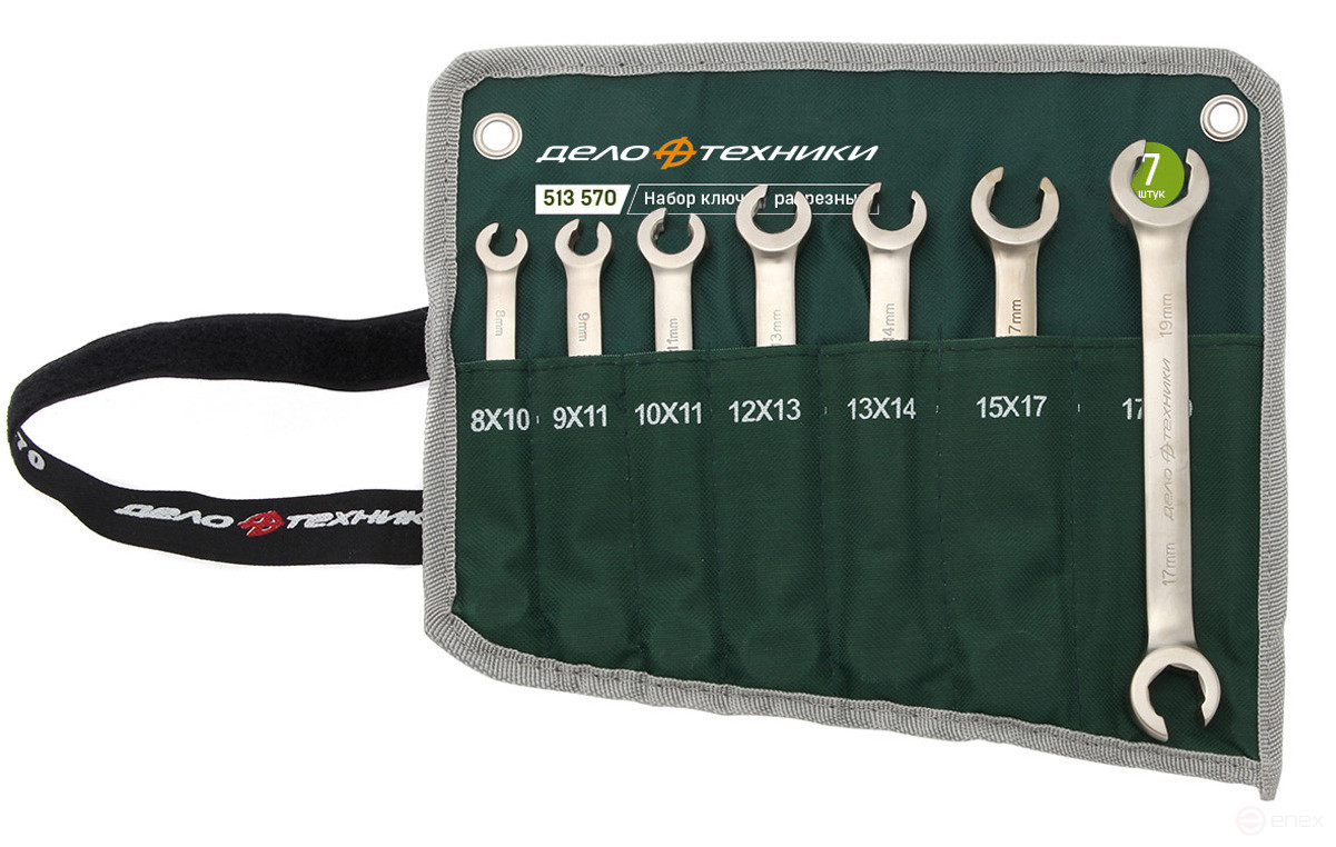 Набор ключей разрезных 7 шт. (8×10; 9×11; 10×11; 12×13; 13×14; 15×17; 17×19 мм) планшет тетроновый