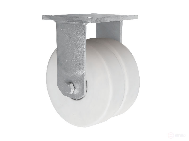 Колесная опора д.200 мм неповоротная сдвоенная большегрузная точеный полиамид