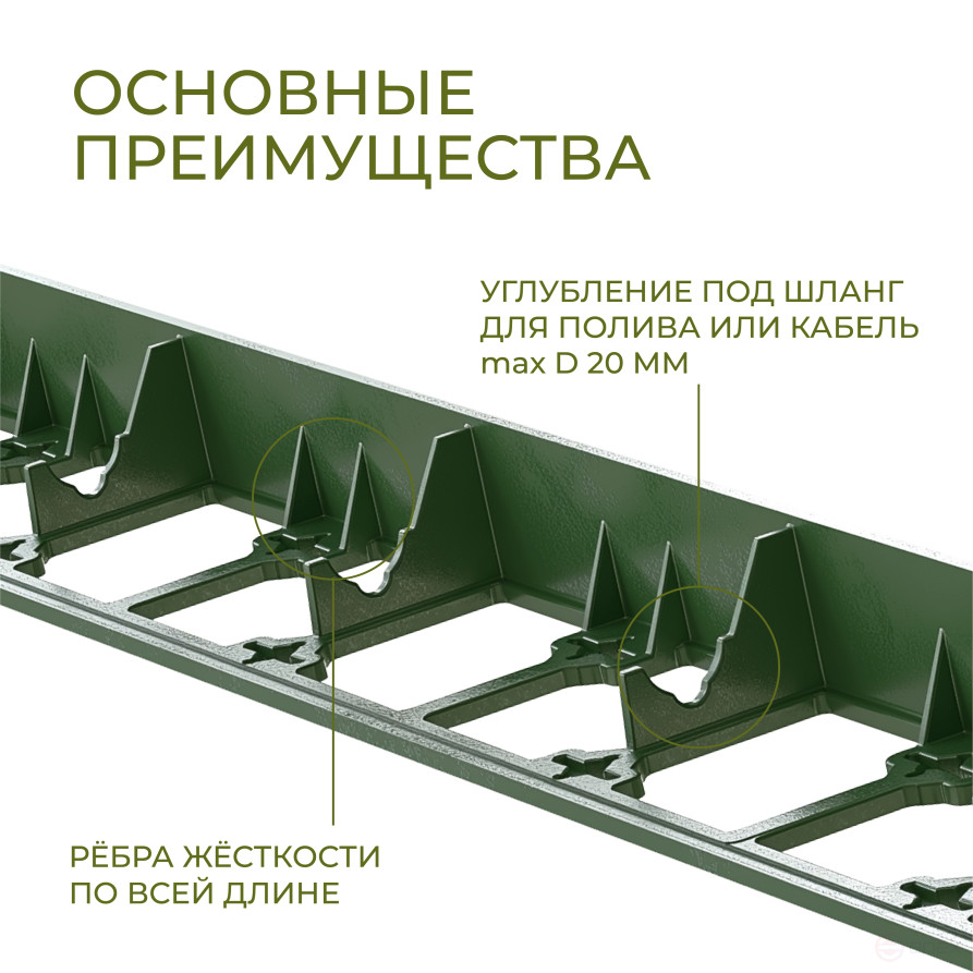 Garden plastic curb Geoplastboard 1000*45 mm, 8 pieces + 24 pegs, green
