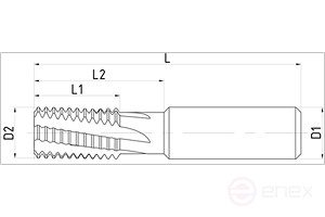 Threaded milling cutter with chamfering (ISO) with a wide measuring range, MMIG-M series, 10 mm