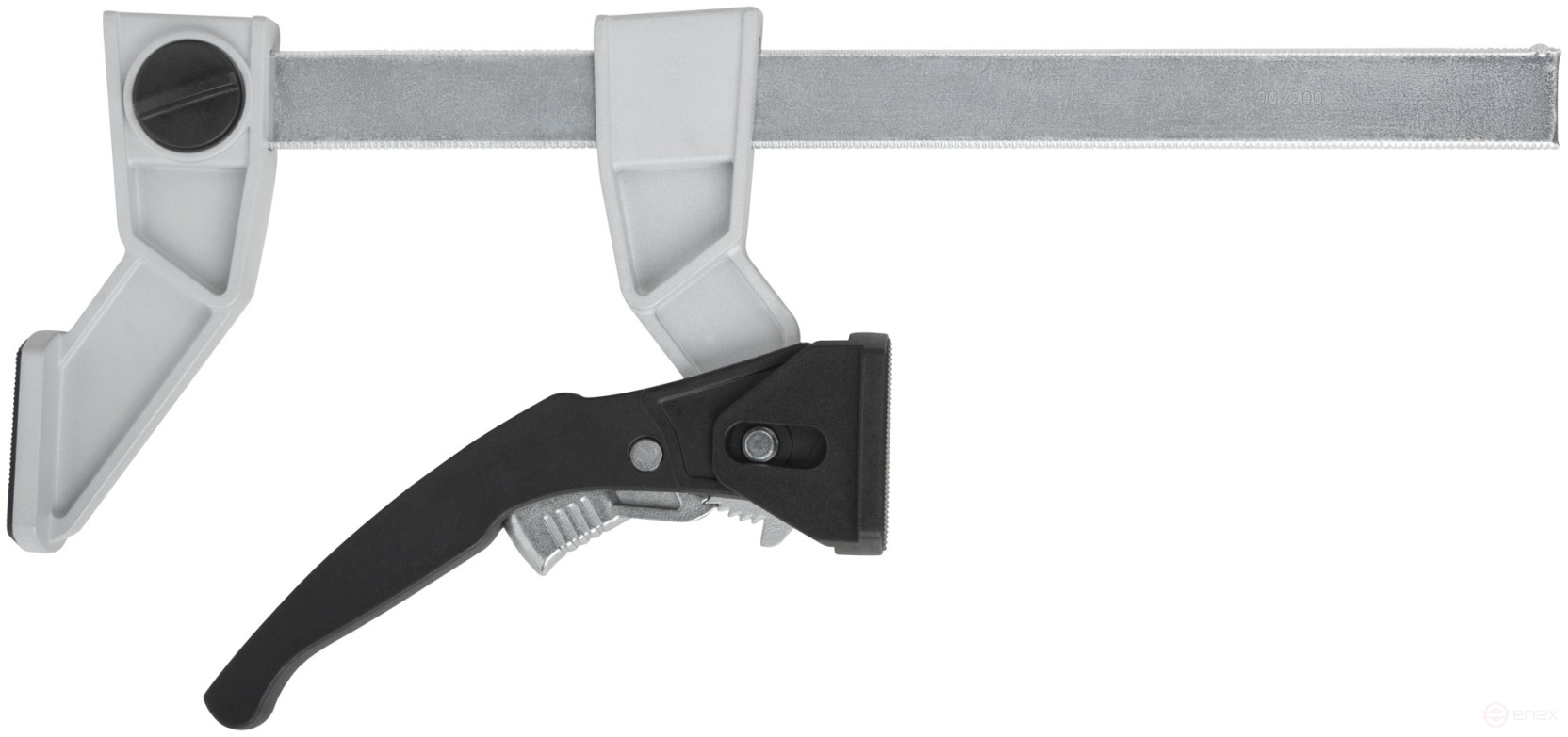 Струбцина рычажная быстрозажимная, усилие сжатия 200 кг, рычажный храповый механизм, металлический корпус, Профи, 90 х 200 мм