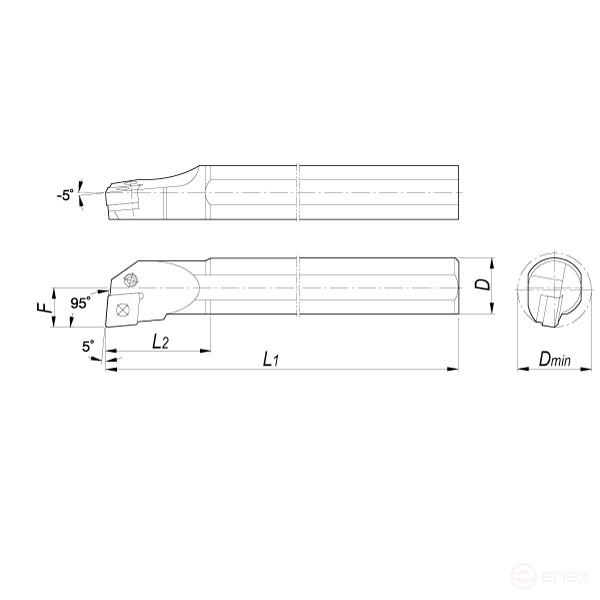 Turning holder S32S-PCLNR12 boring right