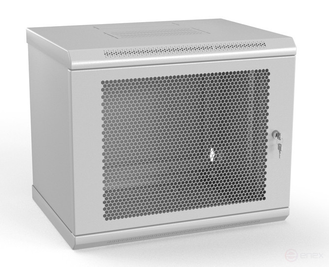 TWL-1266-SD-RAL7035 Wall cabinet 19-inch (19"), 12U, 650x600x600mm, metal perforated door, non-removable walls, 1 pair of profiles, color gray (RAL 7035) (assembled)