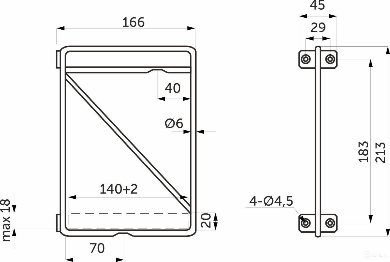 Shelf holder meth. KOMBO 166*213 black AKS
