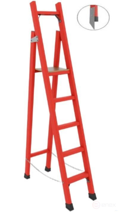 CCC-2.5M dielectric stepladder with symmetrical support, metal ends (Soft ground), h=2500mm, h of the working platform=1600mm, steps.5