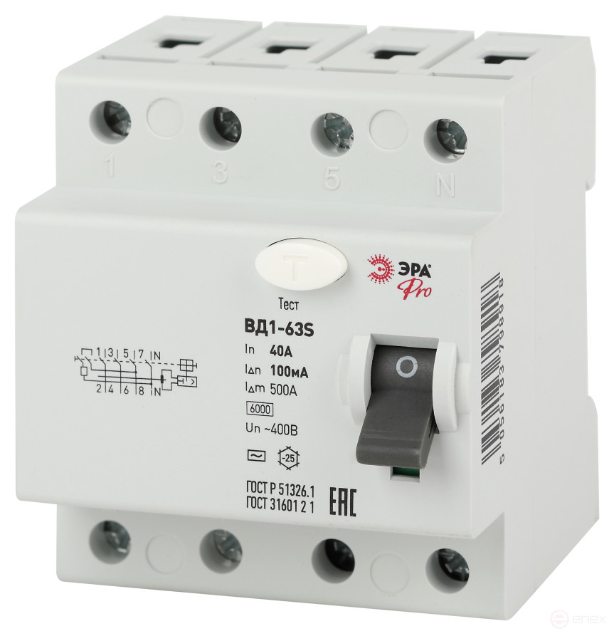 RCD ERA PRO NO-902-155 VD1-63S 4P 40A 100mA