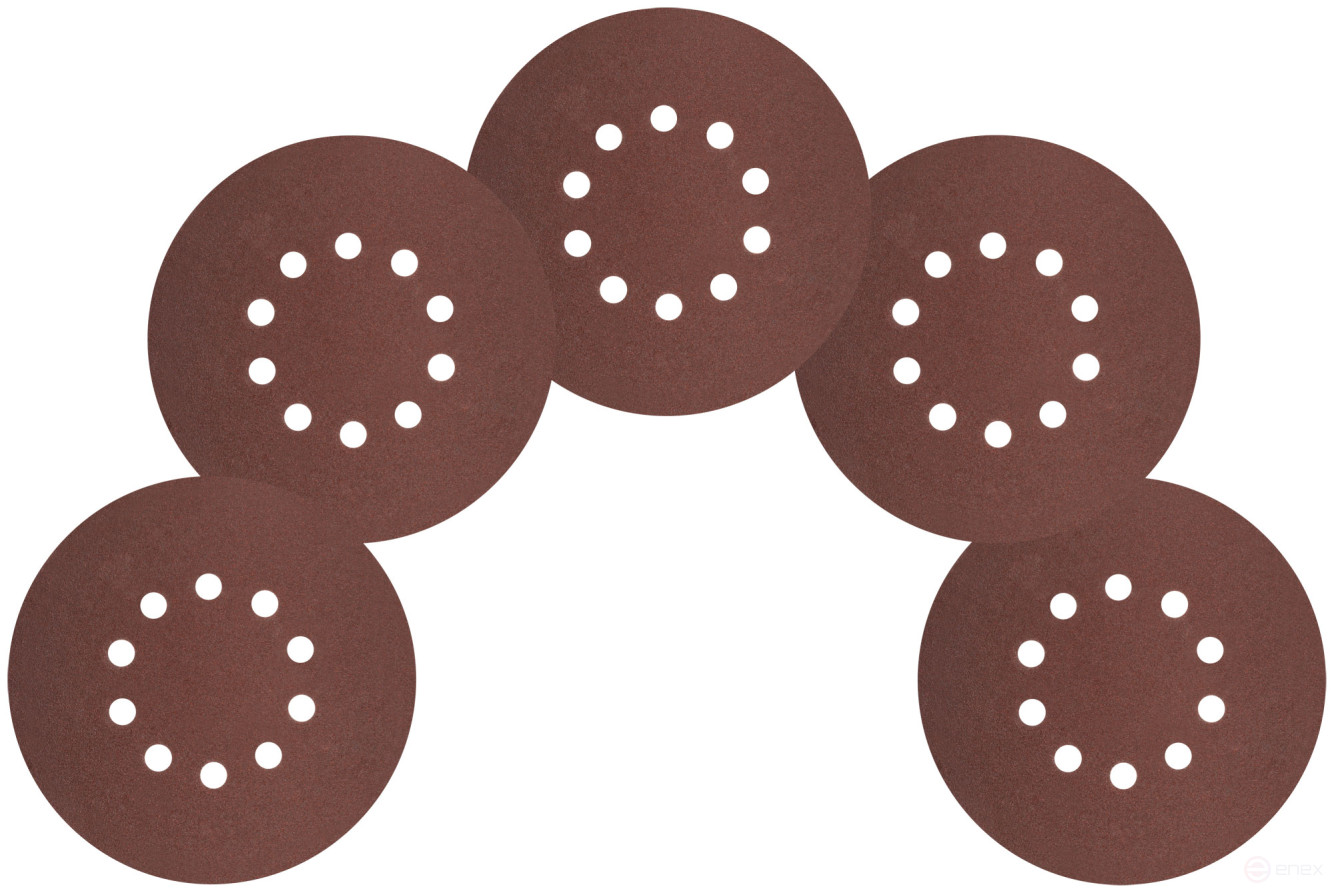 Круги шлифовальные с отверстиями (липучка), алюминий-оксидные, 225 мм, 5 шт. Р 60
