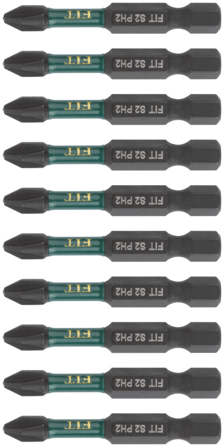 Биты кованые ударные, сталь S2, односторонние 50 мм PH2, Профи 10 шт., блистер