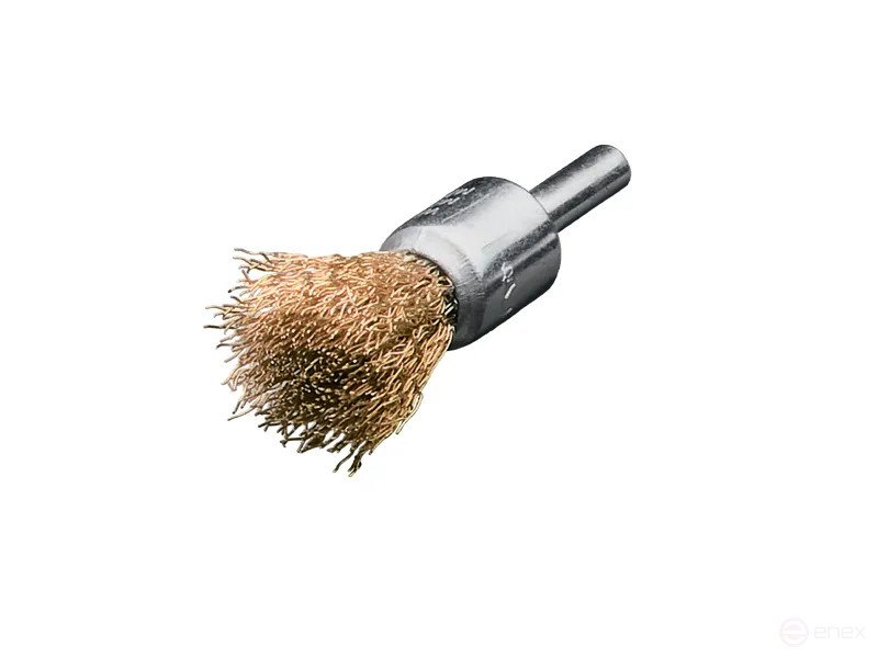 Brush, corrugated brush, D12 mm, shank 6 mm, length 60 mm, brass corrugated wire MES 0.30 mm, length of the working part 20 mm