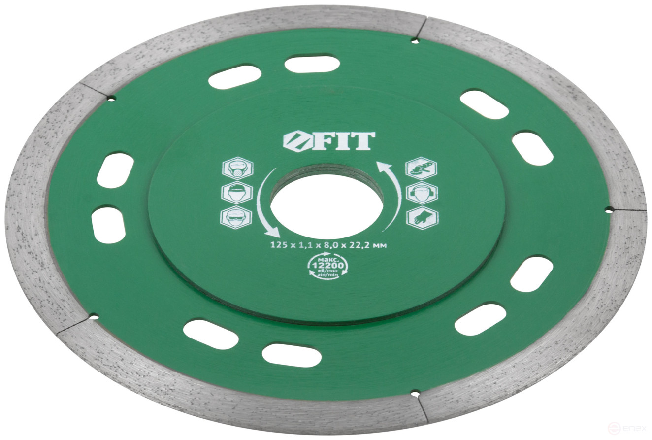 Diamond solid cutting disc (dry and wet cutting), for tiles and porcelain stoneware, 125x1.1x8.0x22.2 mm