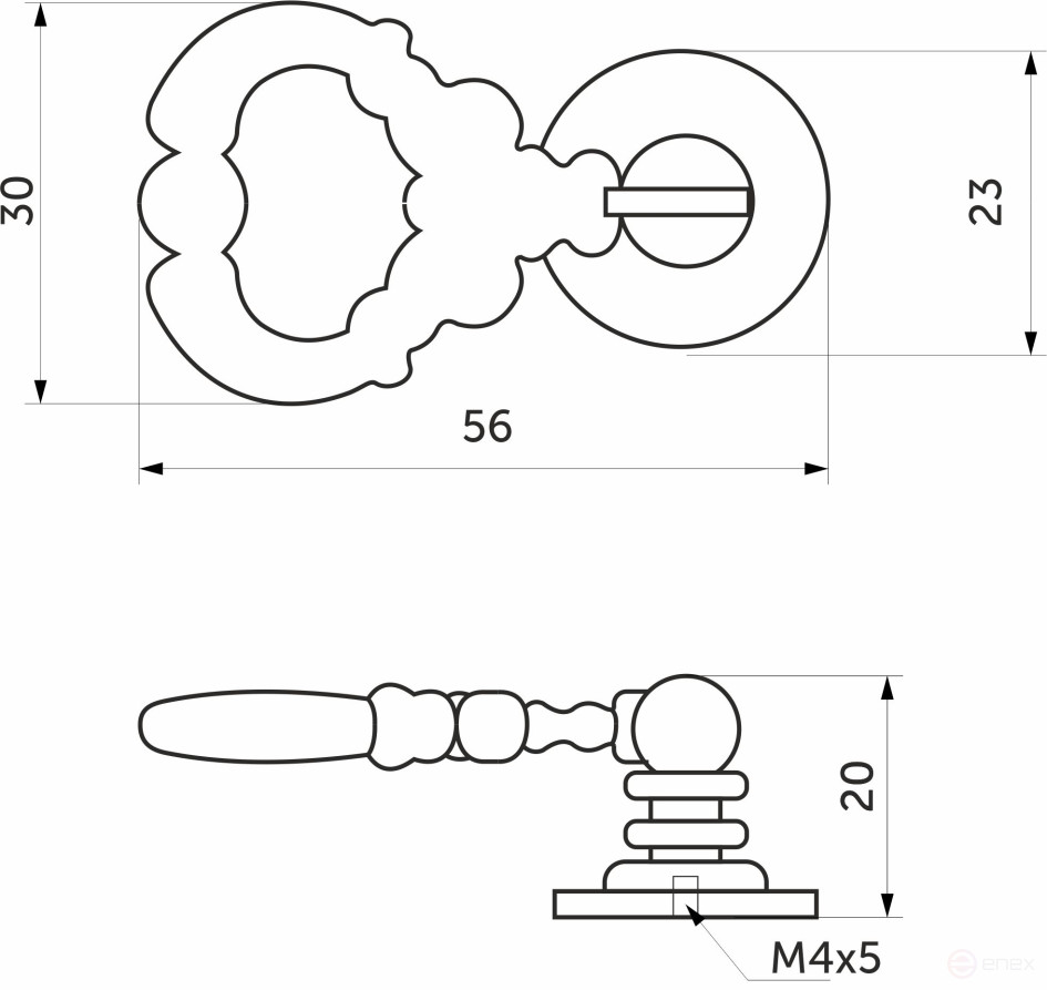 Handle meb. button met. FLORENTINO white silver, AKS