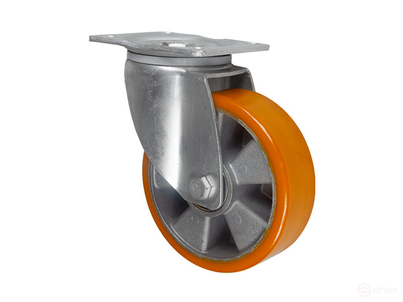 Колесная опора поворотная усиленная с панелью крепления д.160 мм полиуретановая