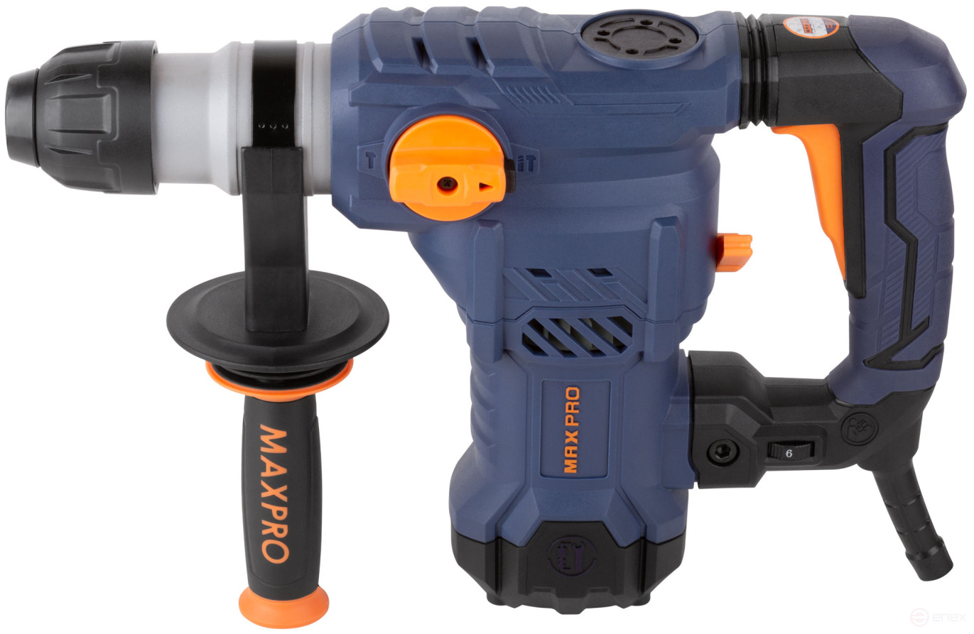 MAX-PRO Перфоратор демонтажный 1500 Вт; 0-850 об/мин; 5,5 Дж; 3 режима; Д/Б/М-42/32/13; 5,2 кг; SDS-PLUS; антивибрационная ручка; резиновые вставки; р
