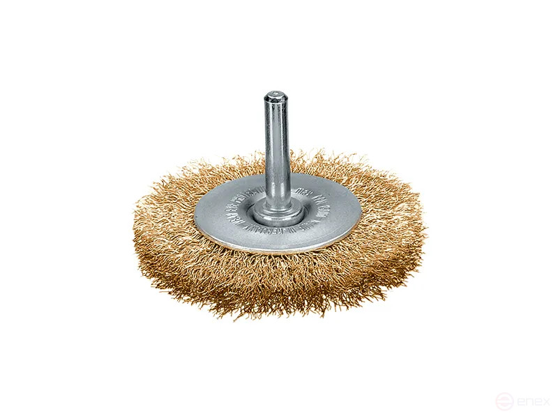 Щетка цилиндрическая гофрированная, Д50*3 мм, хвостовик 6 мм, латунированная гофрированная проволока STM 0,20 мм