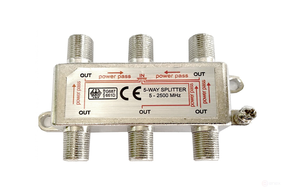 TV Ripo splitter (divider) in 5 directions for F connectors 5-2500 MHz