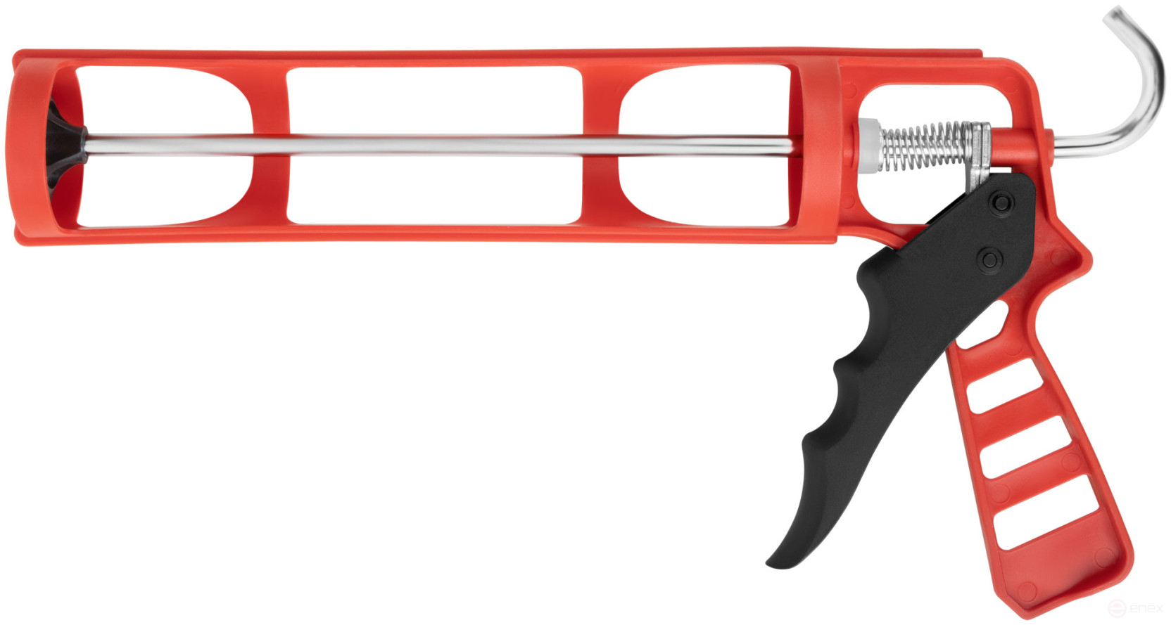 The sealant gun is 225 mm skeletal, polypropylene case reinforced with fiberglass