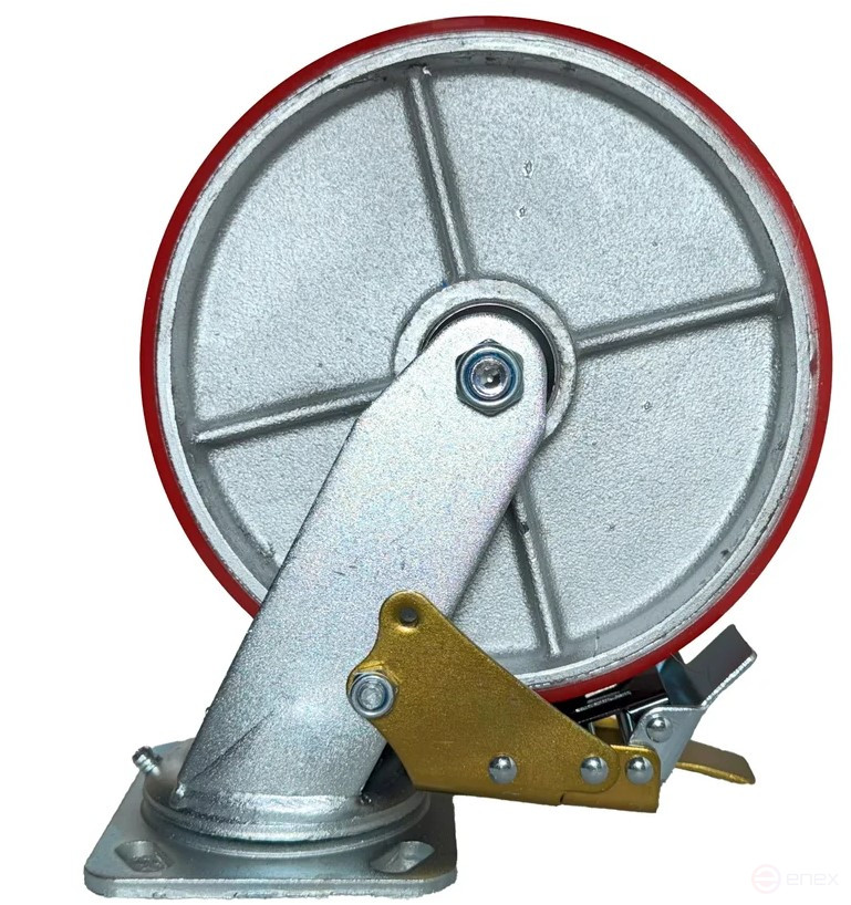 125 mm swivel wheel support with reinforced panel and brake