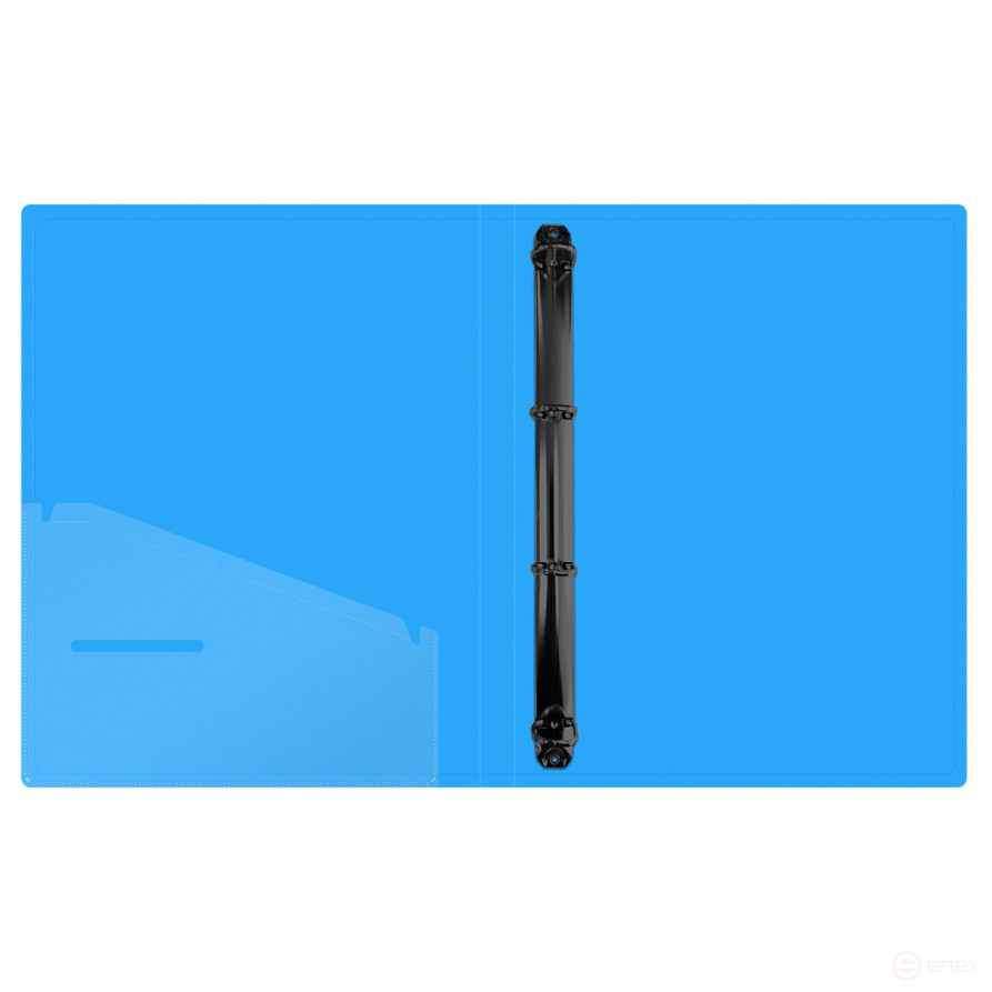 Папка на 4 кольцах Berlingo "Neon", 24 мм, 1000 мкм, голубой неон, D-кольца, с внутр. карманом