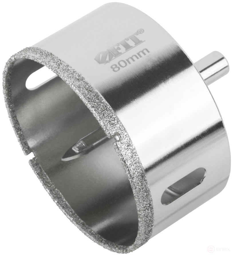 Коронка кольцевая по керамограниту, камню и кафелю алмазная с центровочным сверлом 80х70 мм