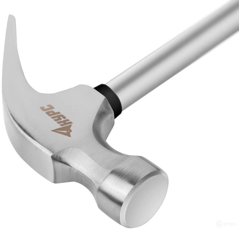 Молоток-гвоздодер, металлическая ручка, резиновая рукоятка 27 мм, 340 гр.