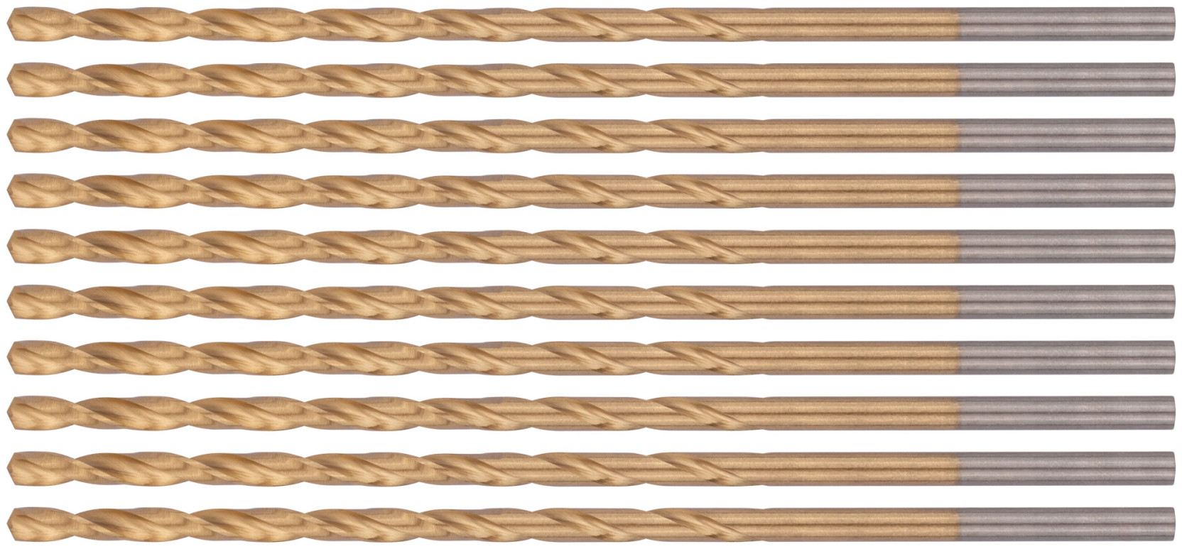 Сверла HSS по металлу, удлиненные, титановое покрытие 3,2х102 мм (10 шт.)