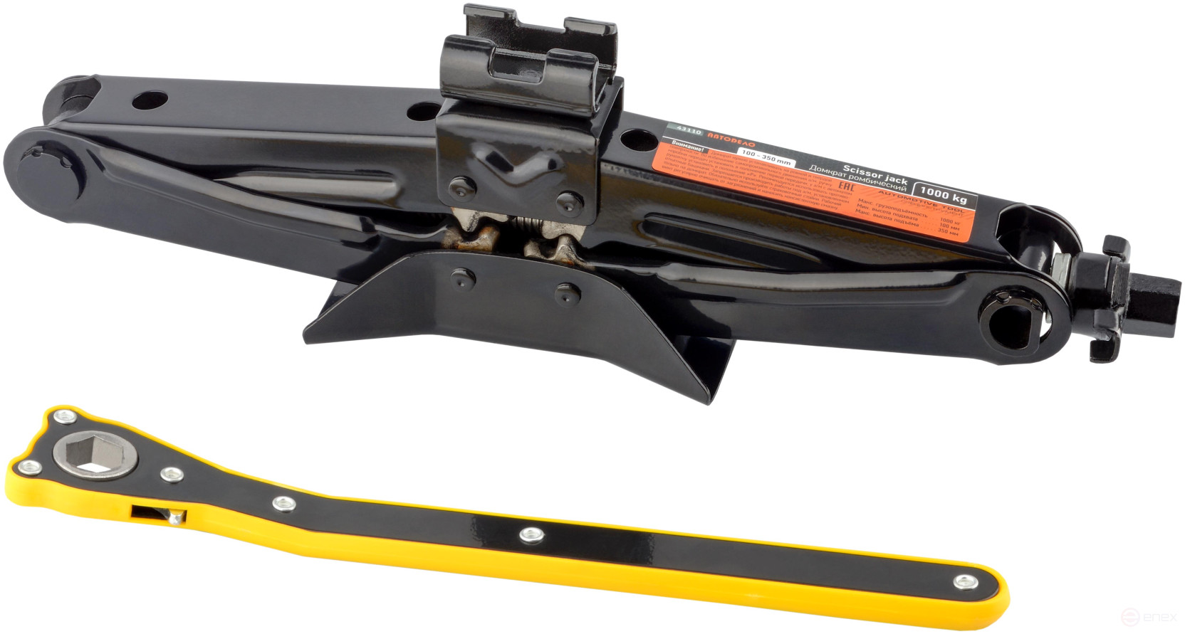 Домкрат ромбический 1,0т (трещоточная рукоятка; H=100-350 мм) АвтоDело (43110)