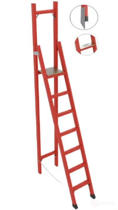 SVD-1,8TSHM with vertical support dielectric fiberglass stepladder, Telecom, wide steps, metal ends (Soft ground), h=2700mm, h of the working platform=1800mm, steps.7