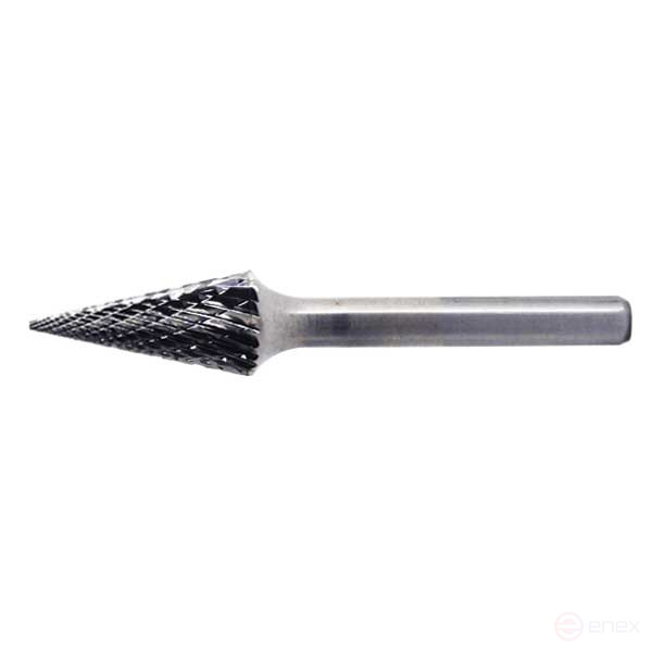 Carbide conical borehole with a pointed tip type M d3 double notch