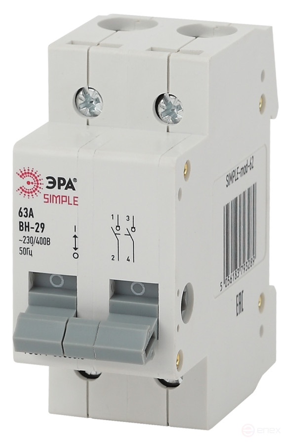 Выключатель нагрузки ЭРА SIMPLE SIMPLE-mod-62 2P 63А ВН-29